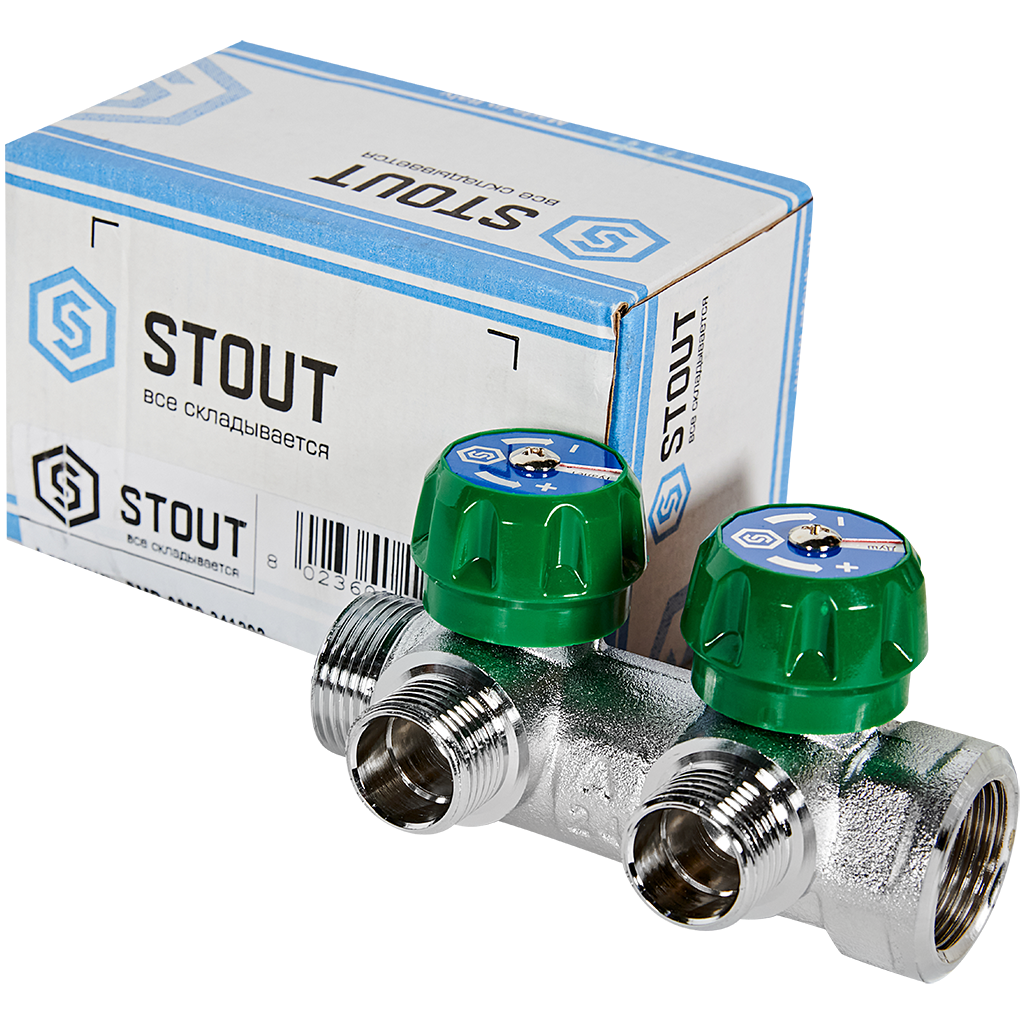 SMB-6850-341202 STOUT ��������� ������������ 3/4 , 2 ������ 1/2 ��� �������������� ������ ��� ���������� ����